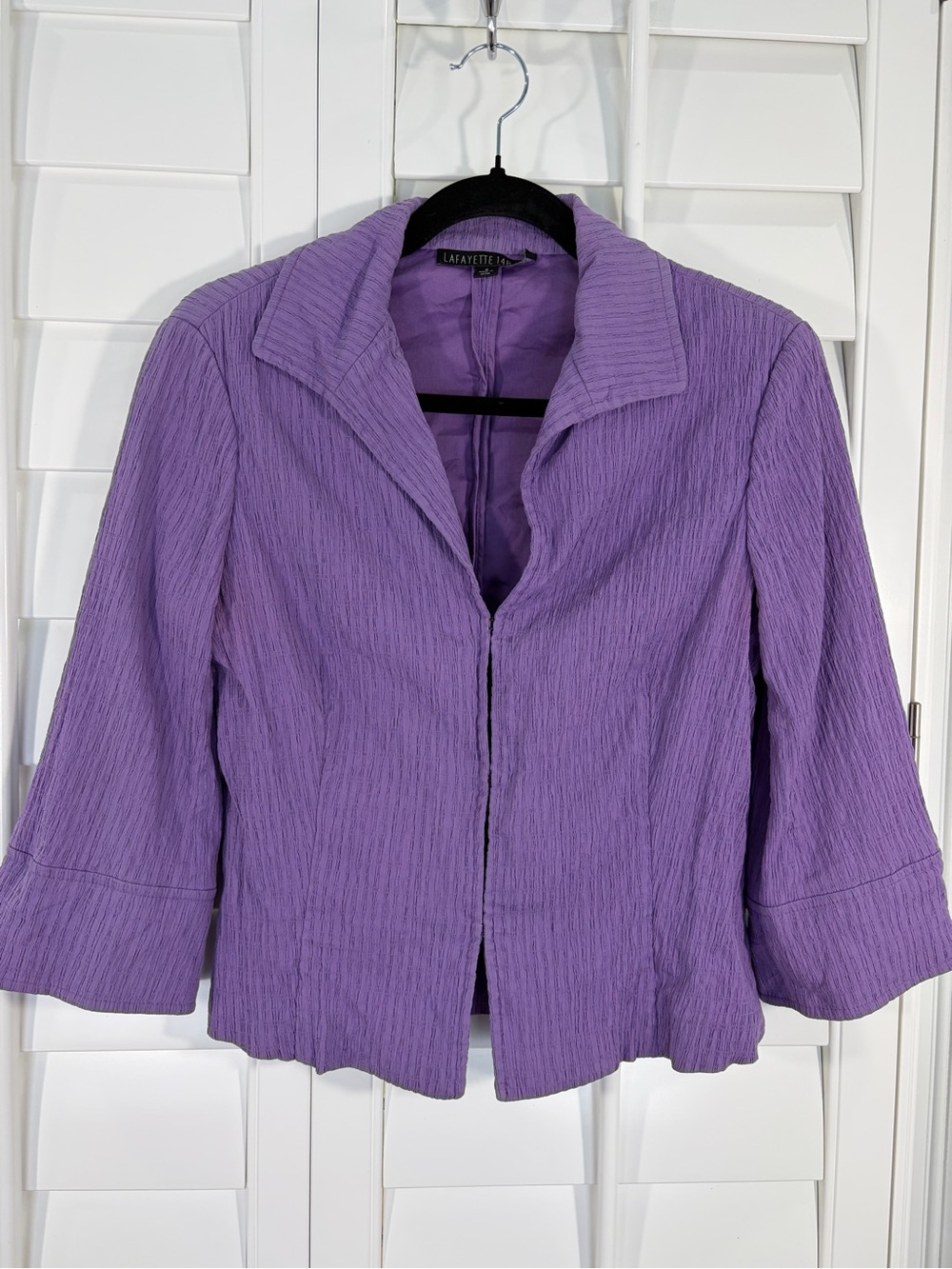 Lafayette 148 New York Lavender Textured Open-Front Jacket (6)